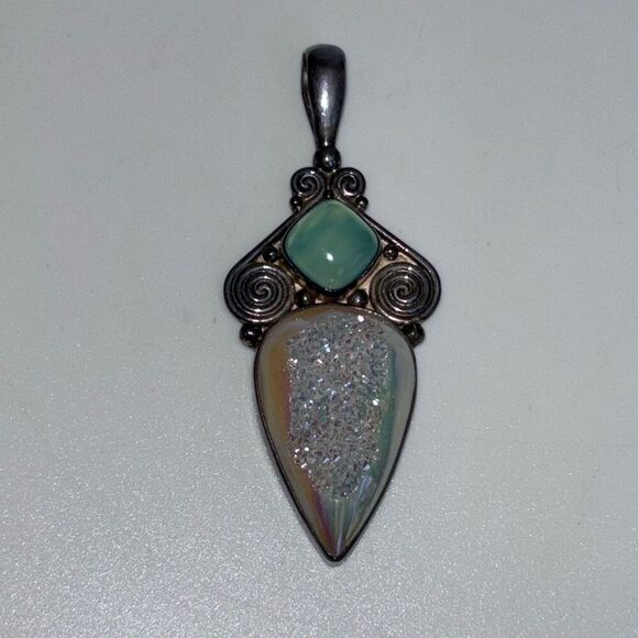 sajen moonstone & blue stone 925 silver pendant arrowhead turquoise - Picture 1 of 9
